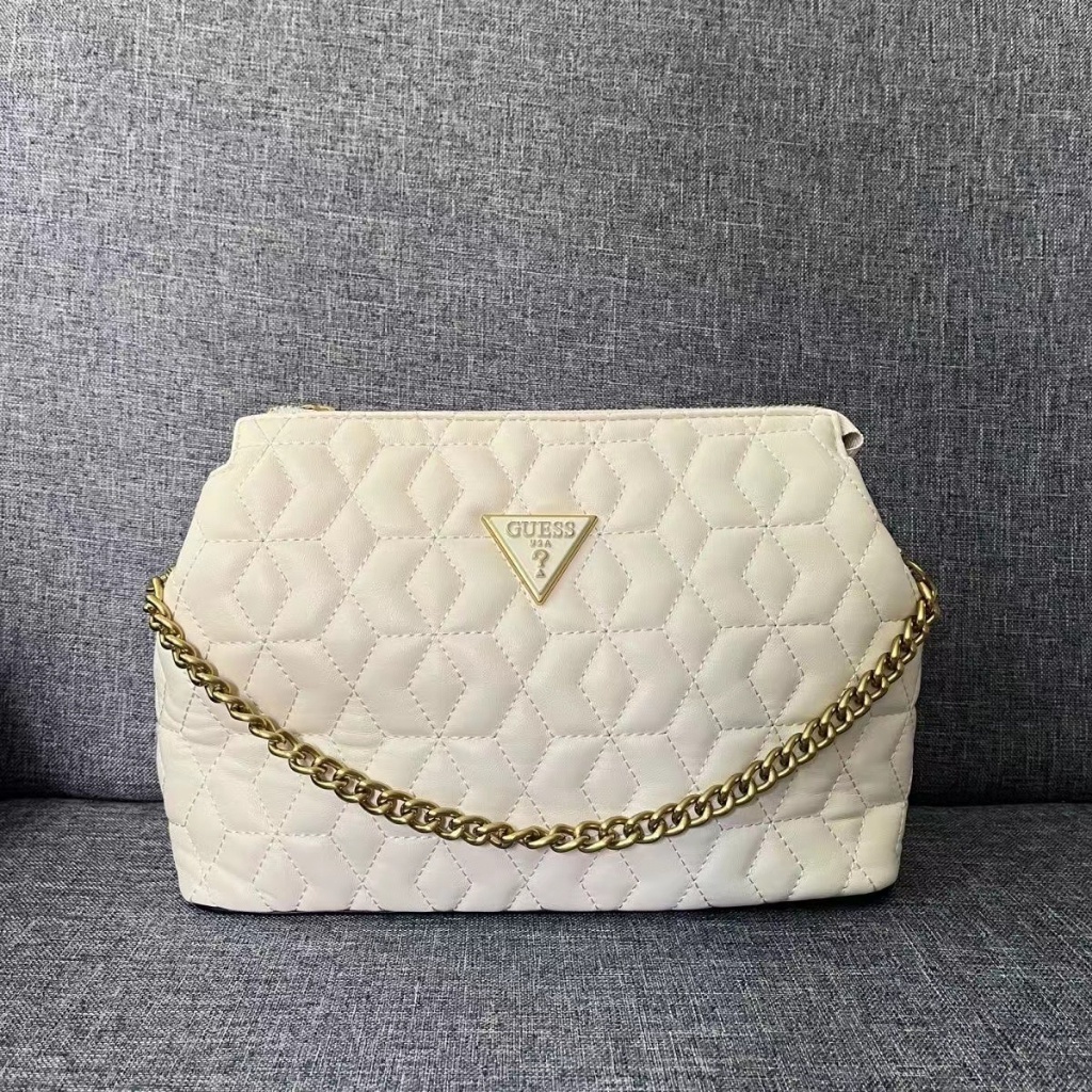 2024 Mới Nữ Xếp Ly Túi Đeo Vai Thời Trang Thêu Dây Xích Nối Dây Kéo Túi GUESS Túi Đeo Ngang Cơ Thể Dây Xích Túi