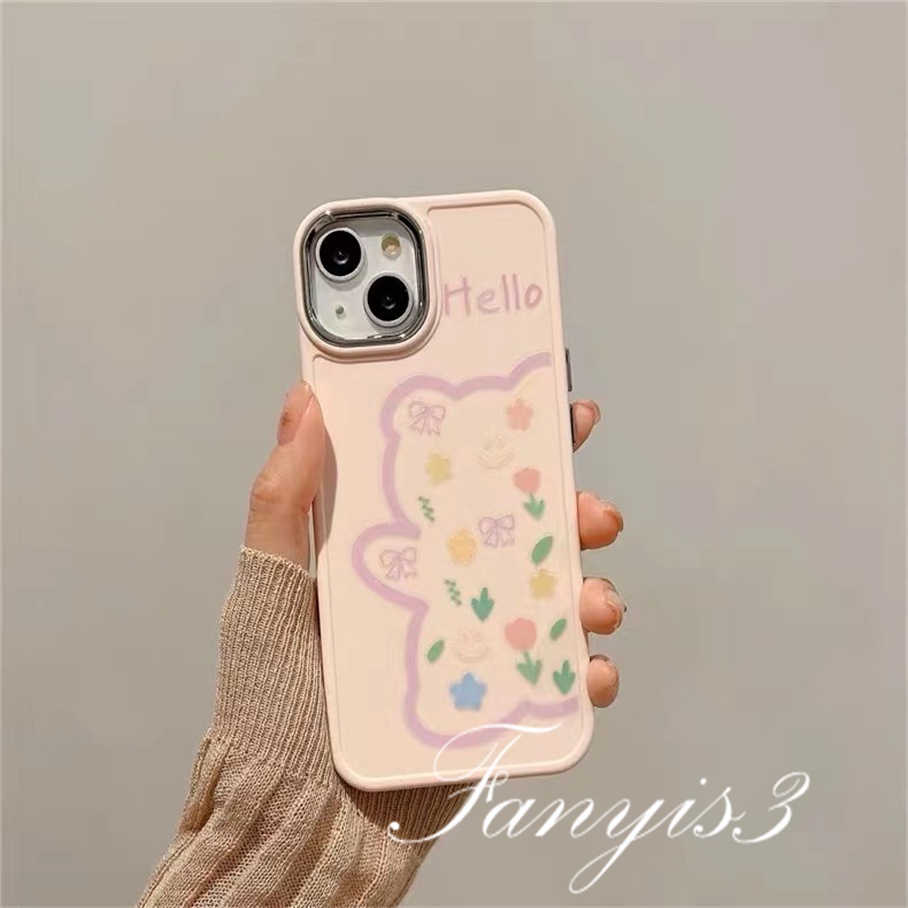 Ôp Điện Thoại Hình Gấu Hồng Dễ Thương Cho iphone 15 14 13 12 11 pro max x xr xs max 8 7 6 6s plus se 2020 Ốp