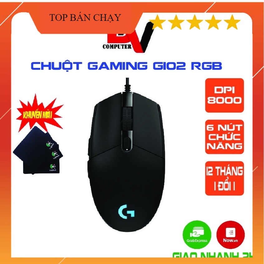 Chuột chơi game, chuột máy tính có dây LOGITECH G102 RBG Độ Chính Xác Cao 8000DPI [ Bảo Hành 12 Tháng 1 Đổi 1] Hàng OEM