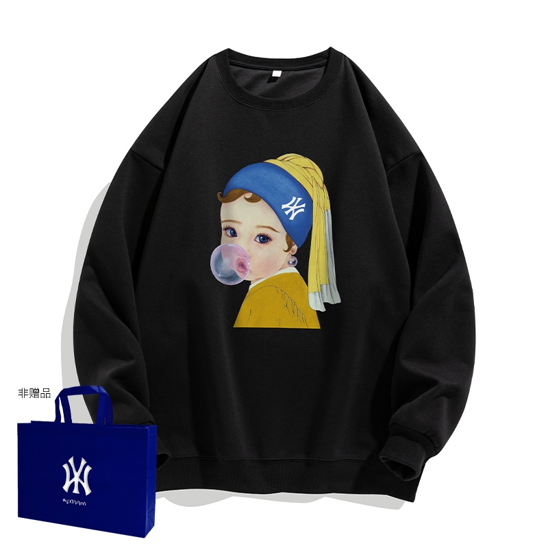 Áo Thun Nam Tay Dài Cổ Tròn Dáng Rộng Màu Đen Cá Tính