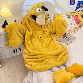 Live great up to duck Bộ Đồ Ngủ Dáng Rộng Có Mũ Trùm Đầu Kích Thước Lớn Vui Nhộn Mặc Vào Mùa Đông Mặc Ở Nhà Có Thể Mặc Ở