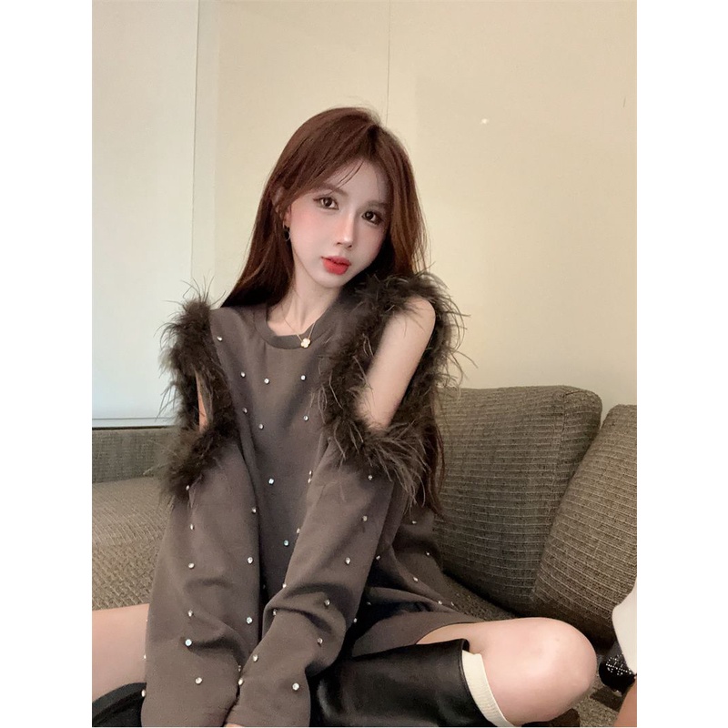 Đầm Dài Vừa Phối Lông Phong Cách Pháp Thời Trang Sang Trọng Cho Nữ