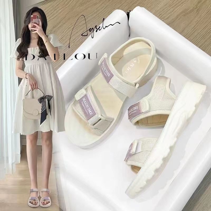 DAILOU  dép nữ dép sandal nữ 2023 hotsale Chống bám bụi Thoáng khí Tự nhiên Độn đế FDL239027B38Z230920