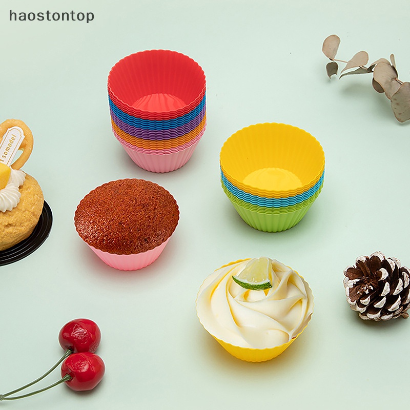 Set 6 Khuôn Silicon Làm Bánh cupcake Hình Tròn Tiện Dụng vn