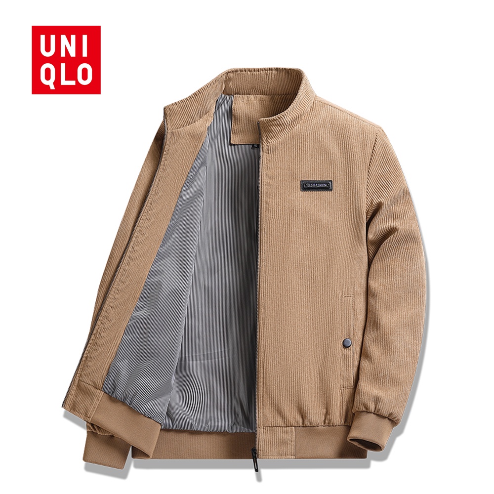 Áo khoác Bomber Uniqlo Áo khoác nam trung niên và người cao tuổi Áo khoác cổ đứng 2023 Áo khoác xuân