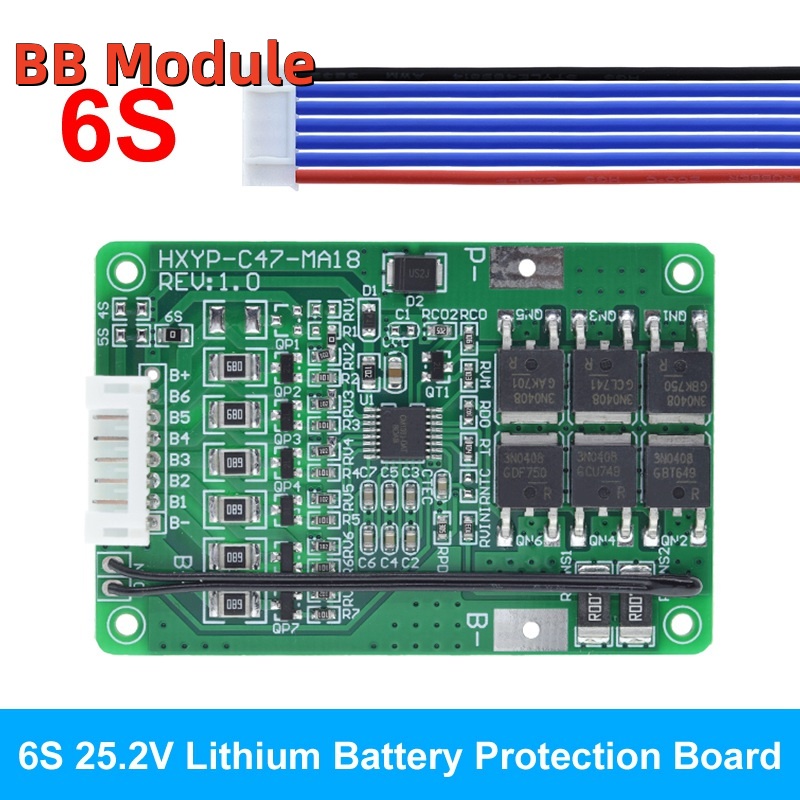 Bảng Mạch Sạc Pin lithium lmo 4s / 5s / 6s / 7s bms 16.8v 21v 20a 18650 Sự Bảo Vệ