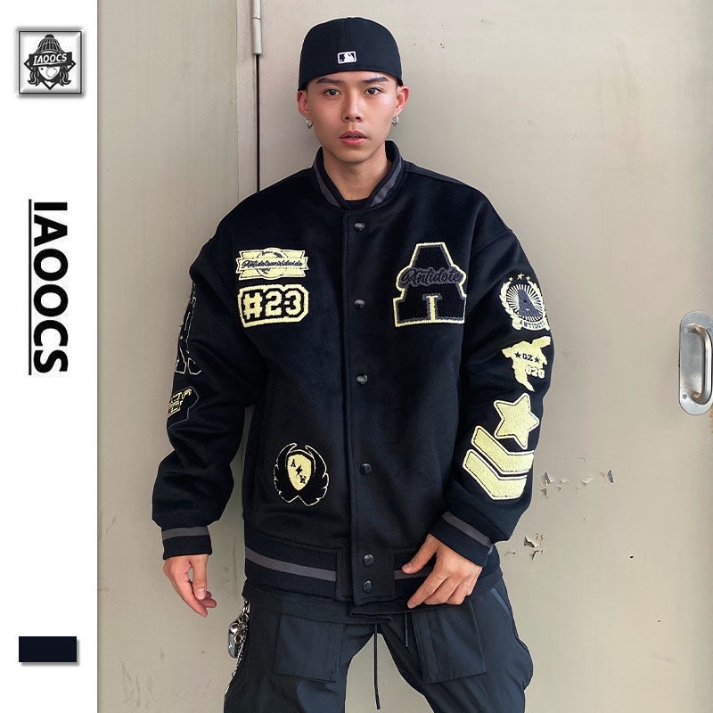 Áo Khoác Bóng Chày Dáng Rộng Thêu Họa Tiết Phong Cách Âu Mỹ Thời Trang Xuân Thu 2023 Cho Nam