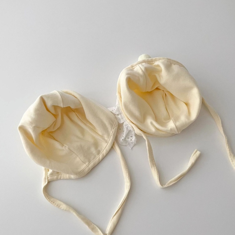 Mũ beanie Bằng cotton Màu Trơn Cột Dây Chống Nắng Tùy Chỉnh Cho Bé Gái Sơ Sinh 0-12 Tháng Tuổi