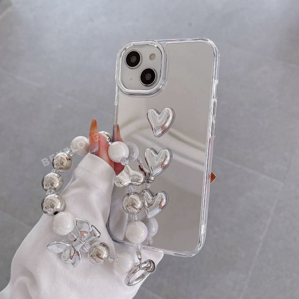 Ôp Điện Thoại Dẻo Tráng Gương 3d Kèm Dây Đeo Cho iphone 15 11 14 12 13 pro max mini 6 6s 7 8 plus se 2020 x xr xs max Ốp