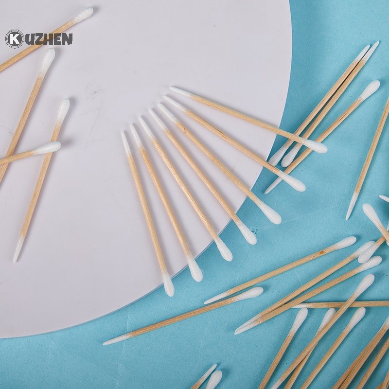 Kuzhen Set 50 Tăm Bông cotton Hai Đầu Dùng Để Vệ Sinh Tai / Mũi / Lỗ Tai Chăm Sóc Sức Khỏe Cho Nữ