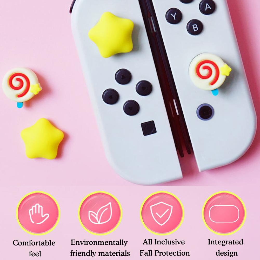 Set 4 / 10 Miếng Dán Nút Bấm Hình Ngôi Sao kirby Dễ Thương Trang Trí Nút Bấm Nút Bấm Tay Cầm nintendo switch & switch oled / lite joycon diy