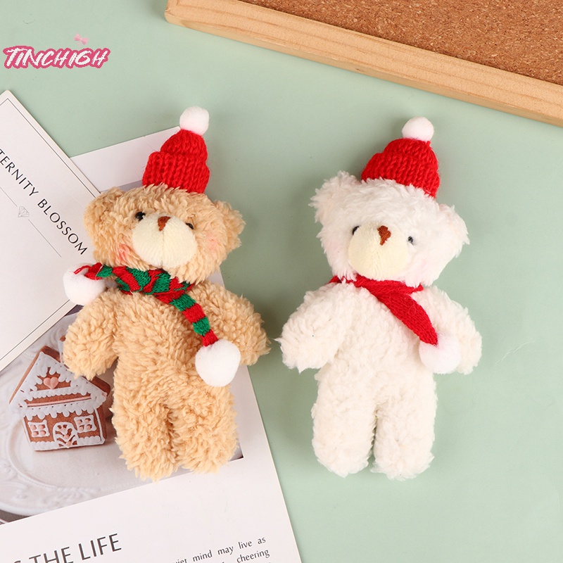 Móc Khóa Gấu Bông Giáng Sinh Dễ Thương Dệt Kim Mũ Khăn Choàng Dài Trang Trí Ba Lô