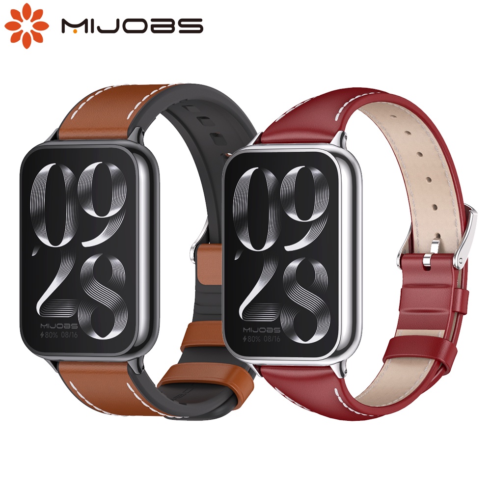 MIJOBS Dây đeo da thật dành cho Mi Band 9 / 8 Pro, vòng đeo tay nữ cho Redmi Watch 6 5 4, dây đeo đồ