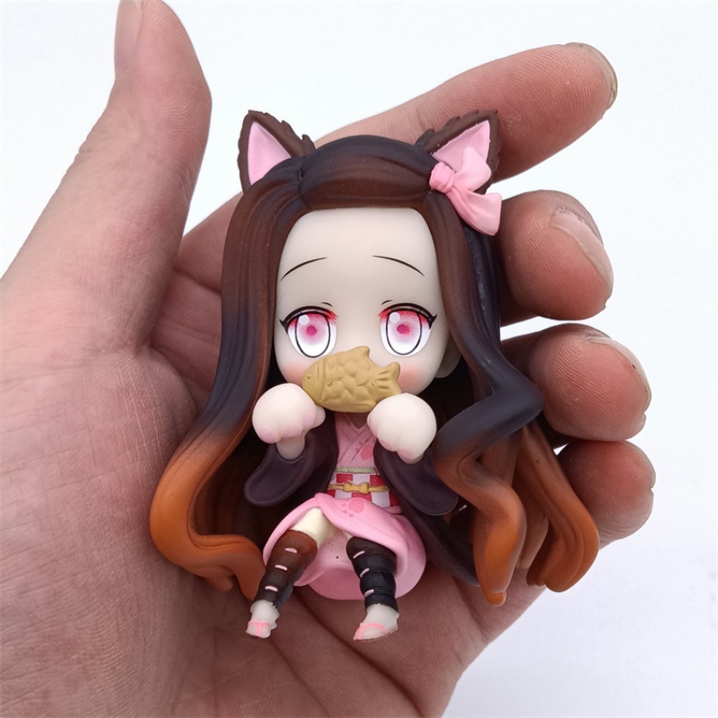 Đồ trang trí Nhân Vật kamado nezuko / kamado tanjirou q mini Bằng pvc