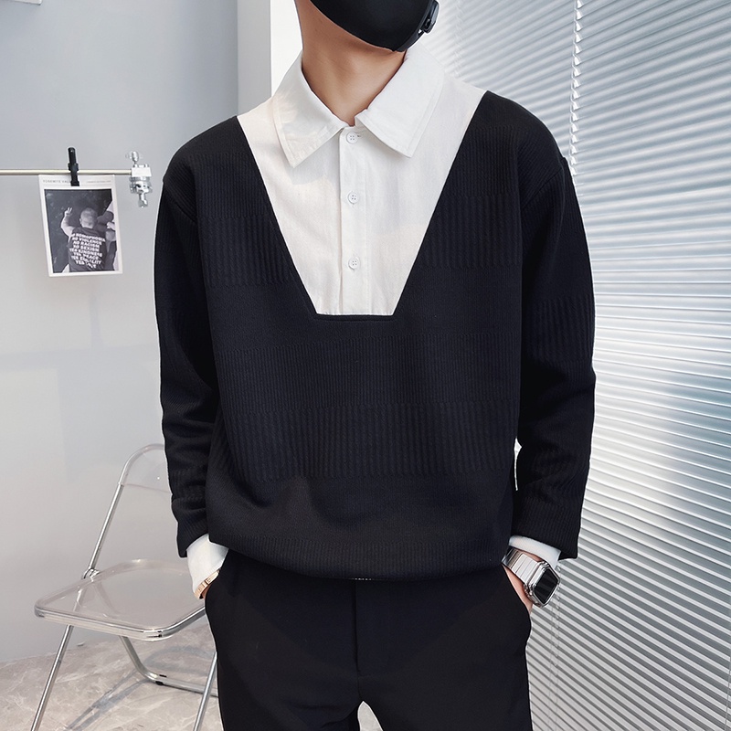 Áo Thun polo Dệt Kim Thời Trang Xuân Thu Cao Cấp Cho Nam