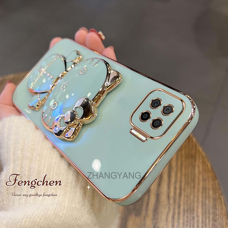 Ốp lưng oppo reno 4f a93 4g a73 4g f17 f17 pro Ốp Điện Thoại TPU Silicon Mềm Chống Rơi Hình Mèo 3D Có Giá Đỡ Cho oppo reno 4f a93 4g a73 4g f17 f17 pro