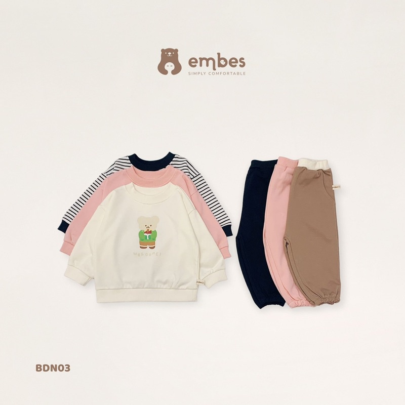 Bộ nỉ da cá embes siu mềm cho bé trai gái