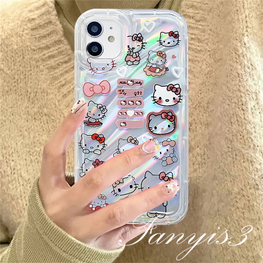 Ốp Điện Thoại Dẻo Màu laser Hình Mèo 3d Dễ Thương Cho iphone 15 14 13 12 11 pro max x xr xs max 8 7 6s plus se 2020