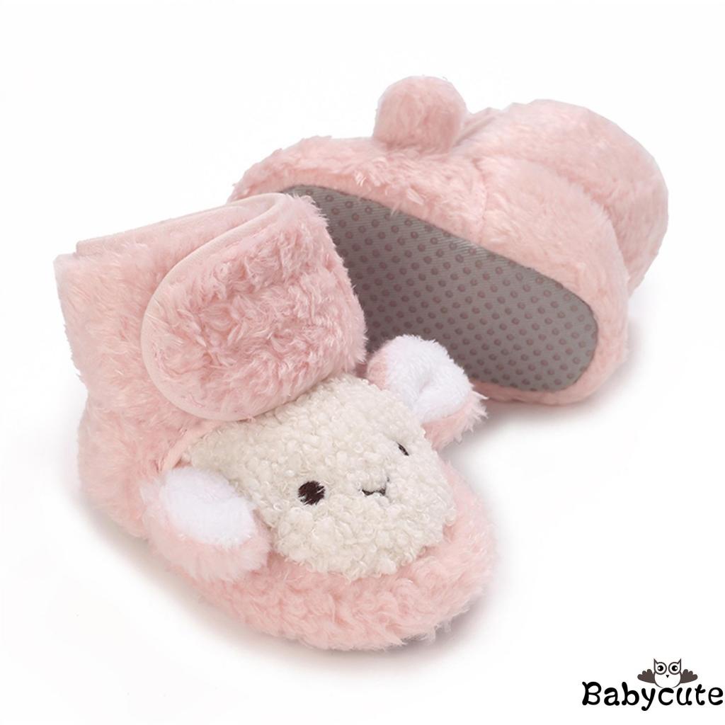 Giày Bốt Đi Tuyết Đế Mềm Chống Trượt In Hình Cừu Hoạt Hình Dành Cho Trẻ Sơ Sinh