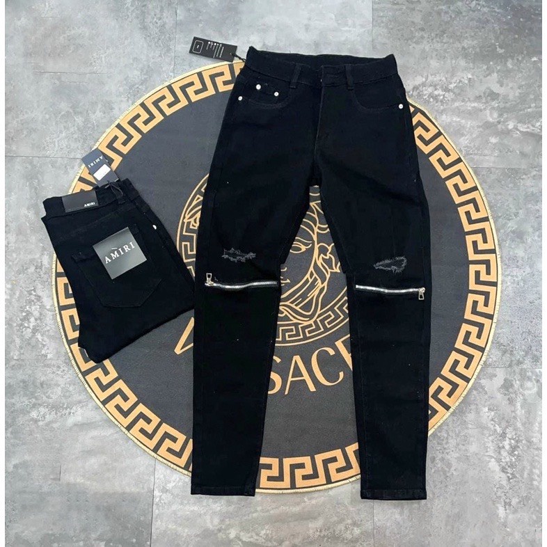 Quần jean dài nam đen vải denim phối Logo đẹp cao cấp chất bò vải dày đẹp co giãn PVT FASHION