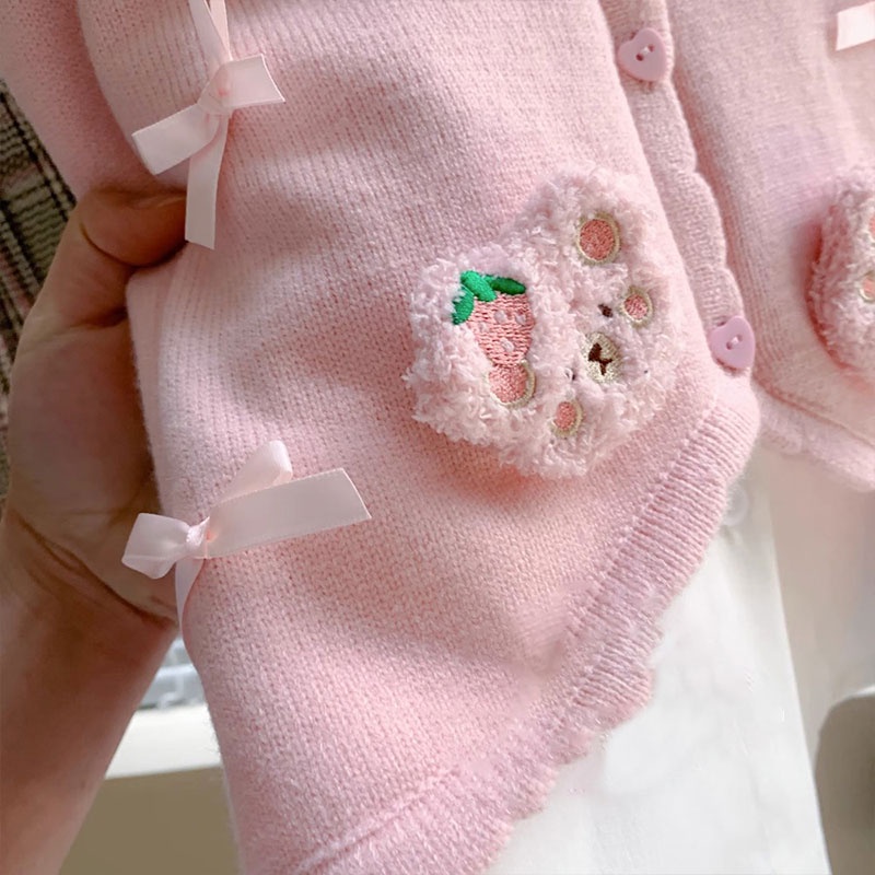 Annie Áo cardigan Dệt Kim Họa Tiết Hoạt Hình Phong Cách Hàn Quốc Ngọt Ngào Cho Bé Gái
