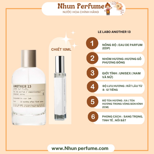Nước Hoa (Unisex) Le Labo Another 13 Hương gỗ cổ điển thanh lịch - Nhunperfume