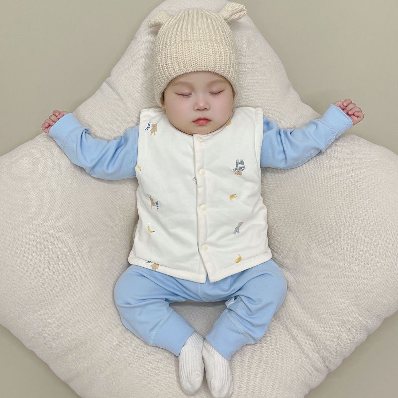 Áo Khoác Ghi Lê cotton Giữ Ấm Mùa Xuân Thu Cho Bé Trai Bé Gái Sơ Sinh