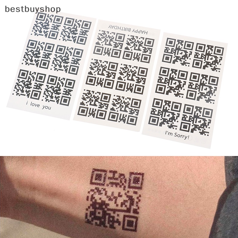 Hình Xăm Dán Tạm Thời Họa Tiết qr Sáng Tạo Chống Thấm Nước Mới
