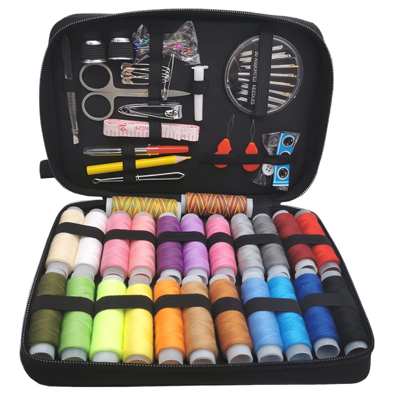 New Travel Sewing Kit Sewing Needles Scissors Thimble Thread Tape Measure