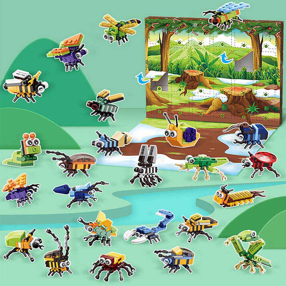 24 Days Christmas Advent Calendar Insect Building Blocks Kids Xmas Toys Gift New