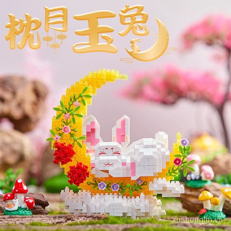 Bustling dream-like big-ear dog Disney Laurel dog building blocks assembled microparticle model building blocks ornaments for girls gift