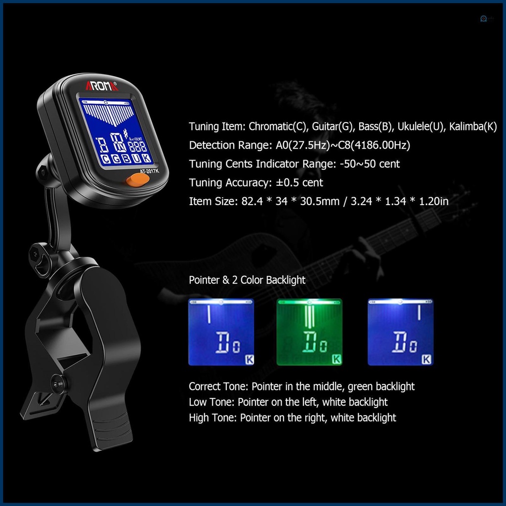 Kẹp Chỉnh Âm mini Có Màn Hình lcd Đa Năng Cho Đàn guitar bass ukulele