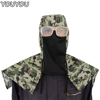 Youyou mũ denim trùm đầu chống bụi cát / cát / khăn choàng / khăn choàng / mũ bảo vệ chống cát tay họa tiết rằn ri