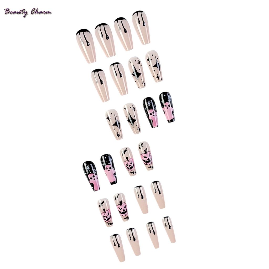 Móng Tay Giả Hình Vuông Dạng Ấn Dài Màu Sắc Có Thể Tái Sử Dụng Dùng Để Hóa Trang halloween