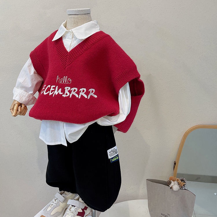 Áo Len Không Tay Phong Cách Hàn Quốc Cho Bé Từ 1-3 Tuổi