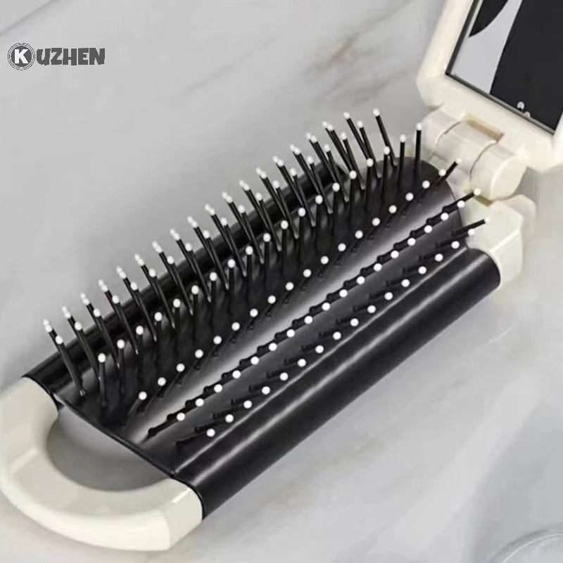 Kuzhen Lược Gấp Gọn Bằng Silicon Có Gương Hoạt Hình Dễ Thương Thư Giãn Đầu Cho Nữ Khi Đi Du Lịch