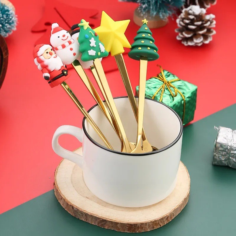 Bộ Muỗng Nĩa / Nĩa Inox Hình Ông Già Noel Dễ Thương