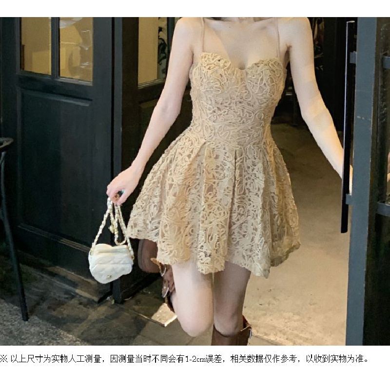 New sling lace dress soft waxy slimming sweater cardigan suit for girls dress long sleeve retro sweater two-piece suit