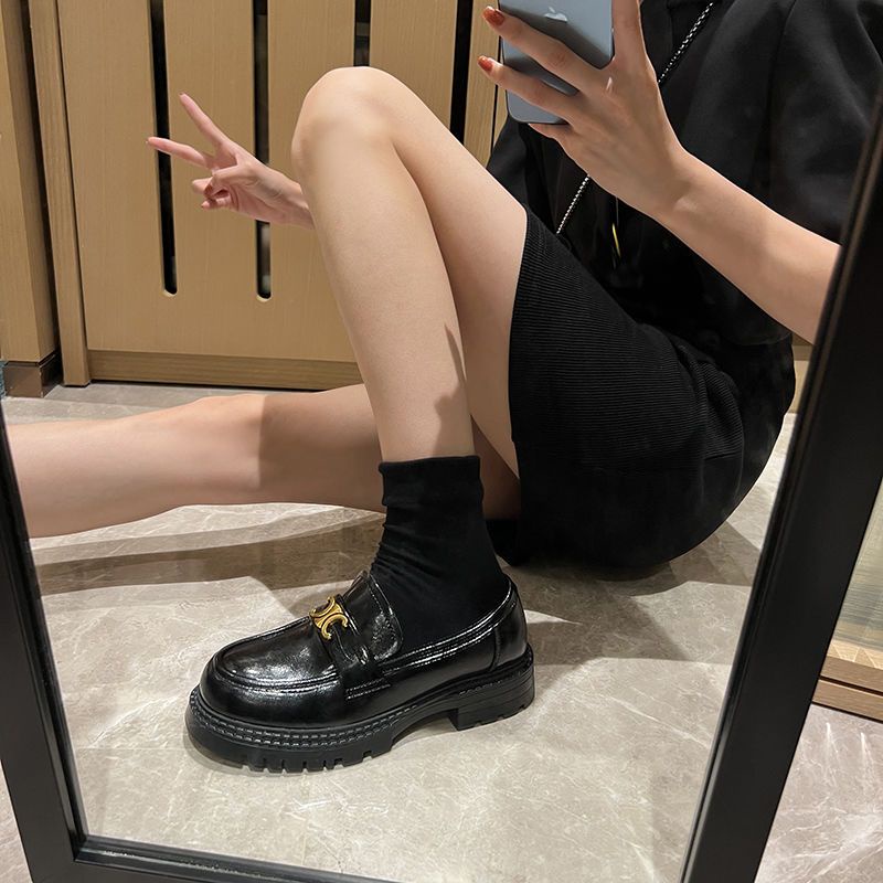 Giày Lười Da Thật Đế Dày Phong Cách Anh Quốc Thời Trang Xuân Thu Cho Nữ
