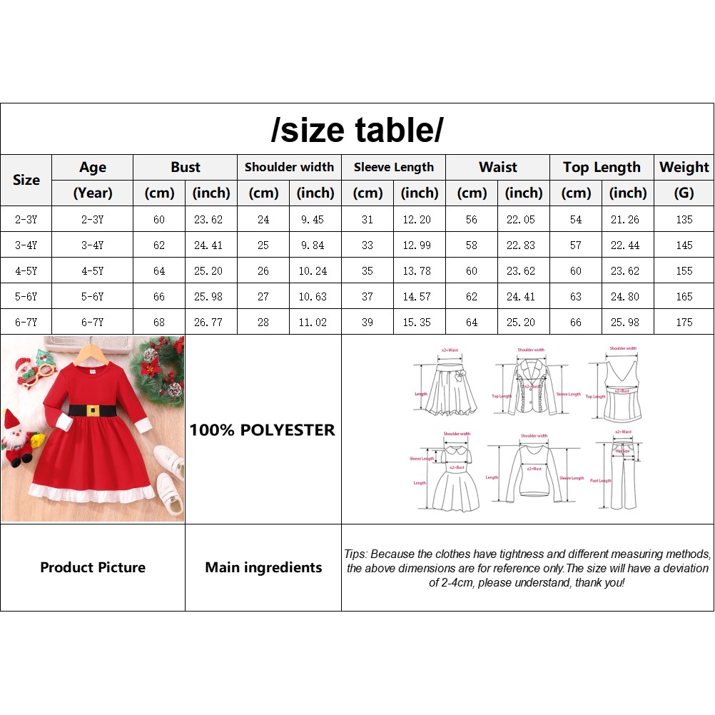 Đầm Đỏ In Họa Tiết Giáng Sinh / Năm Mới 2023 Xinh Xắn Cho Bé Gái
