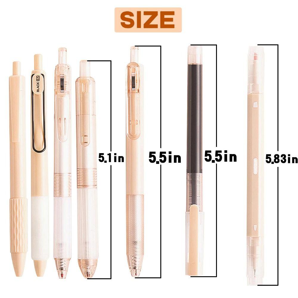 Avocapp Set 7 Bút Mực gel Ngòi Nhọn 0.5mm Màu Nâu / Đen Nhanh Khô Tiện Dụng Cho Văn Phòng / Gia Đình