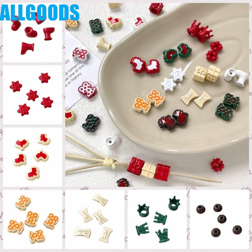 Allgoods set 5 Hộp Quà Giáng Sinh Hạt Cườm Xỏ Ngôi Sao Năm Cánh mini Đầy Màu Sắc dopamine Có Lỗ Làm Mặt Dây Chuyền Trang Sức Giáng Sinh charms