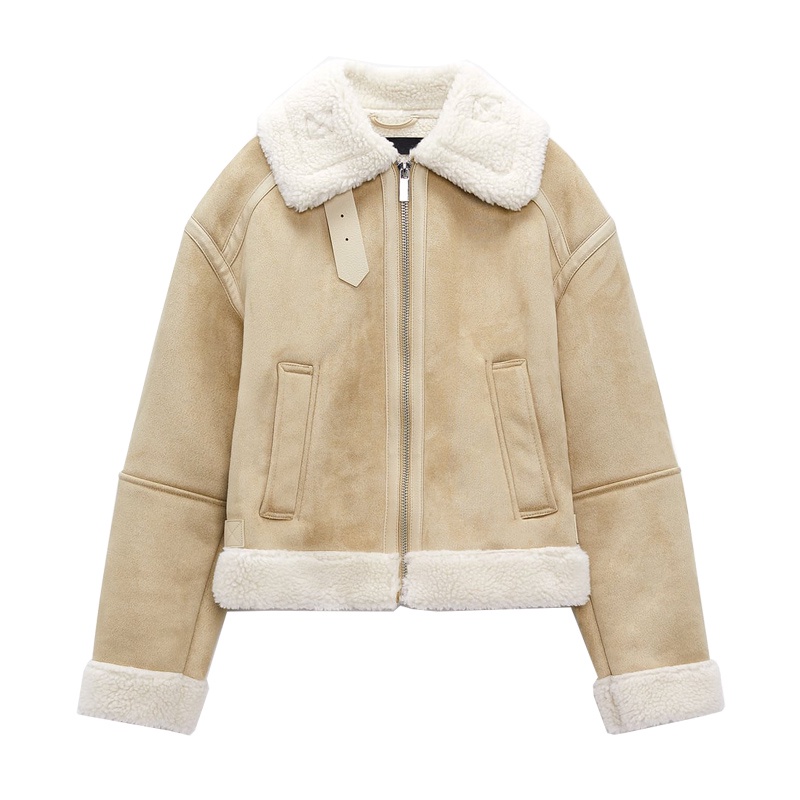 Zara Áo Khoác Lông Cừu Hai Mặt Thời Trang Mùa Đông Dành Cho Nữ6318241