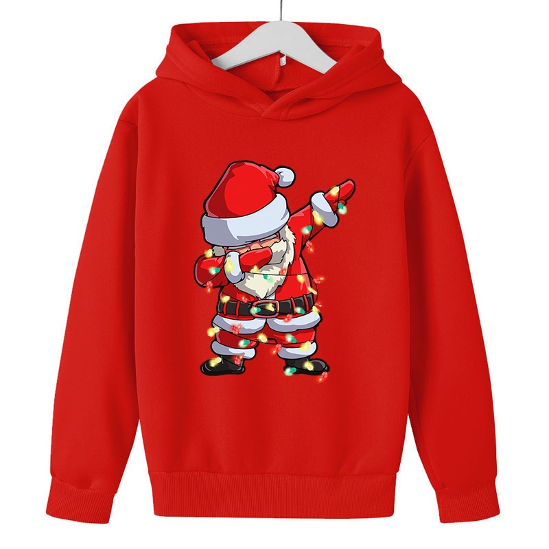 Áo Hoodie Tay Dài In Hình Ông Già Noel Hoạt Hình Dành Cho Trẻ Em