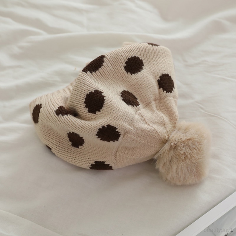 Mũ Nồi Dệt Kim Co Giãn Đính Quả Bông Dễ Thương Cho Bé Gái