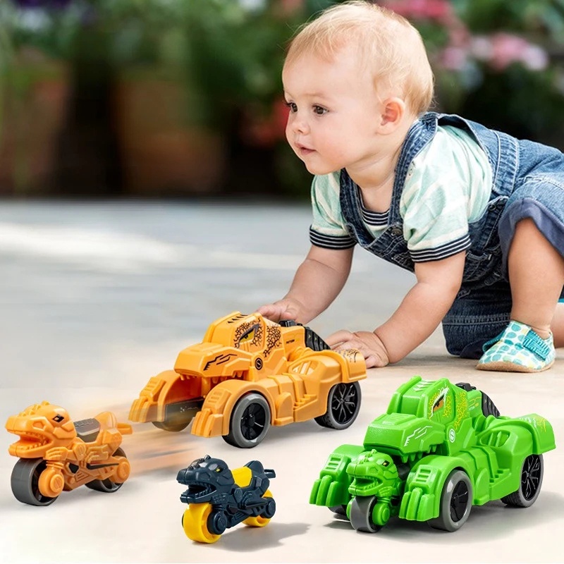 Xe ô tô địa hình khủng long chạy đà quán tính bắn ra mô tô tốc độ cao phát triển trí thông minh cho bé yk