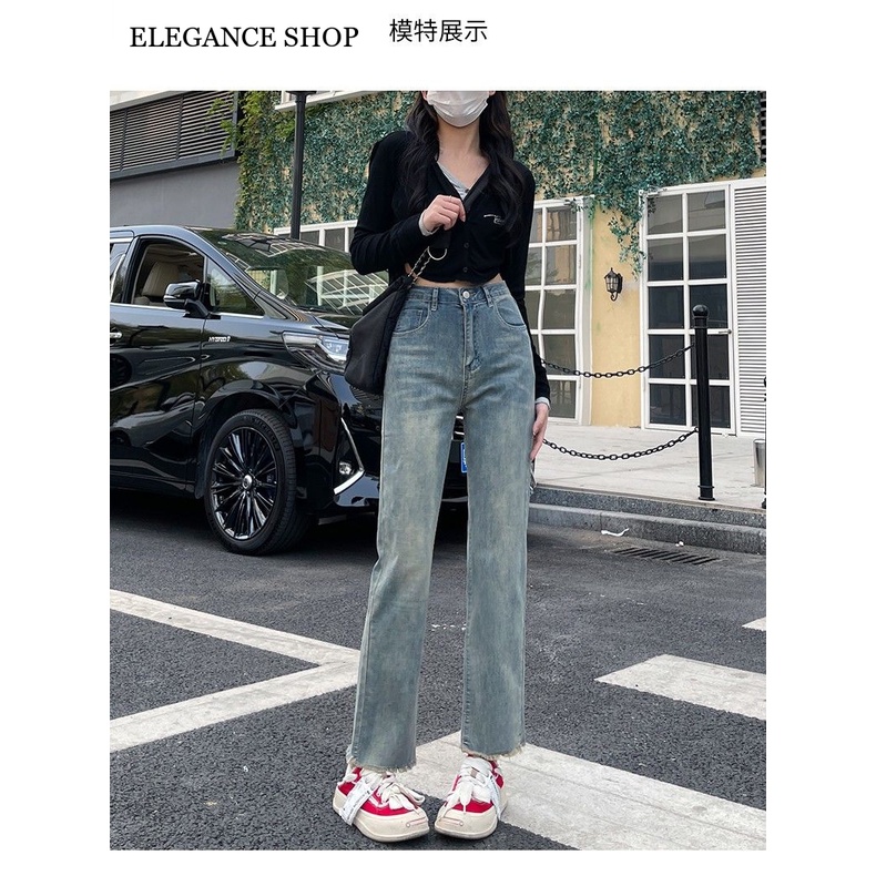 ELEGANCE SHOP quần ống rộng quần nữ jean Trendy Vintage Casual Fashion WNK23A0MSU 42Z231018