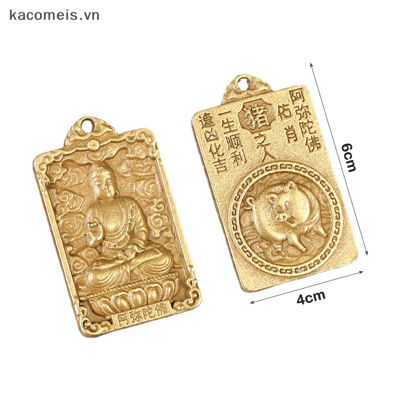 Kaimeisvn Móc Khóa Hai Mặt Hình Phật Tổ Phong Cách Trung Hoa vn