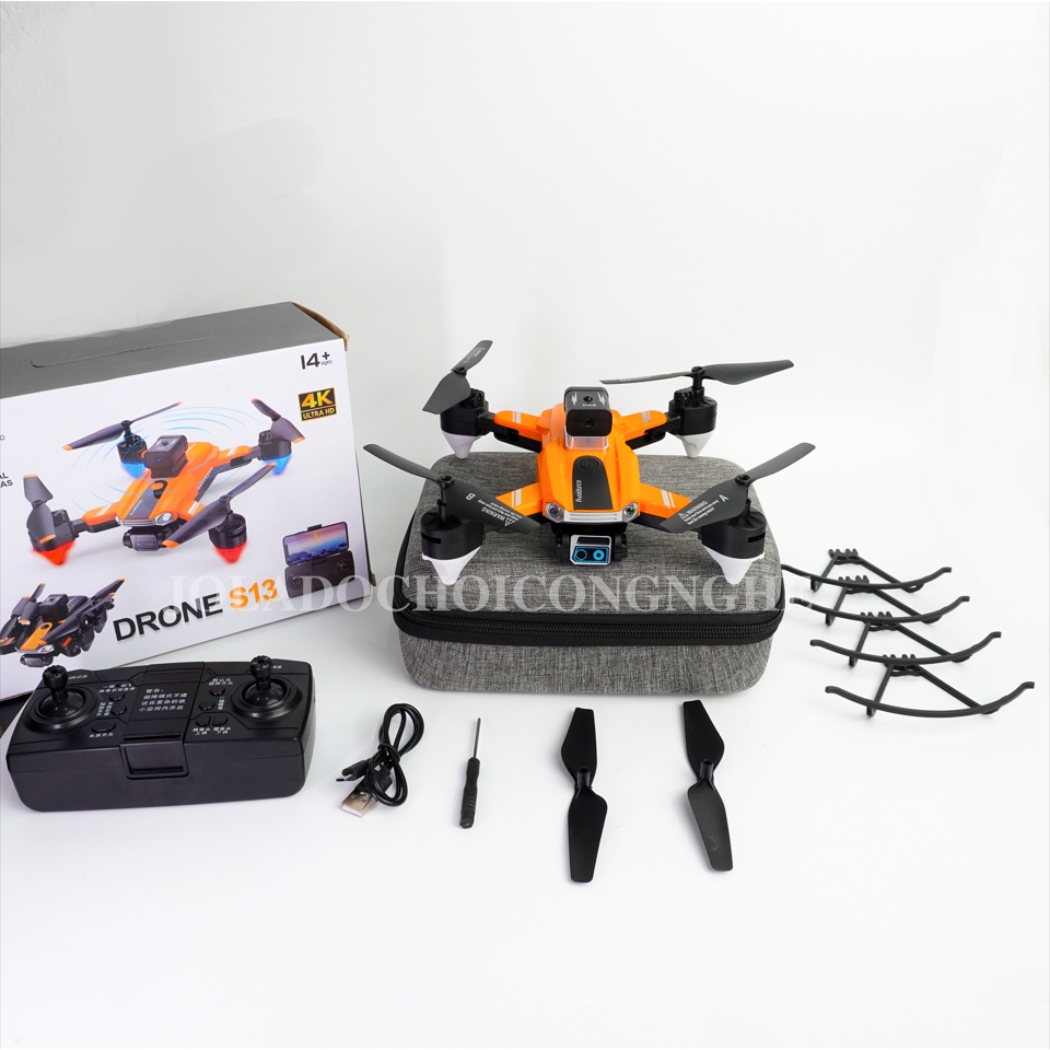 Flycam Mini Drone S13 PRO màu đen  tránh chướng ngoại vật quang học - camera kép 8k.tặng ôtô tặng ô tô