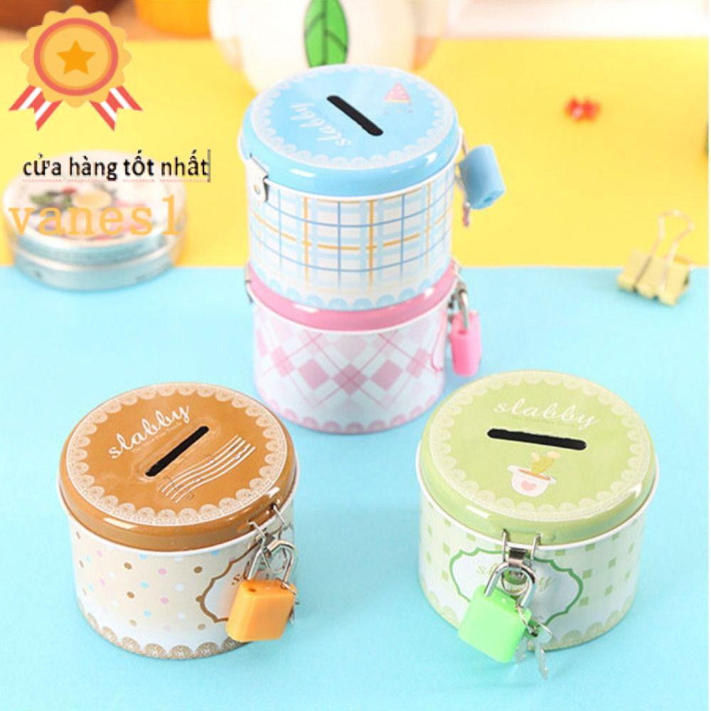 Vans1 Hộp Đựng Tiền Tiết Kiệm Hình Tròn mini Bằng Kim Loại Chống Rơi